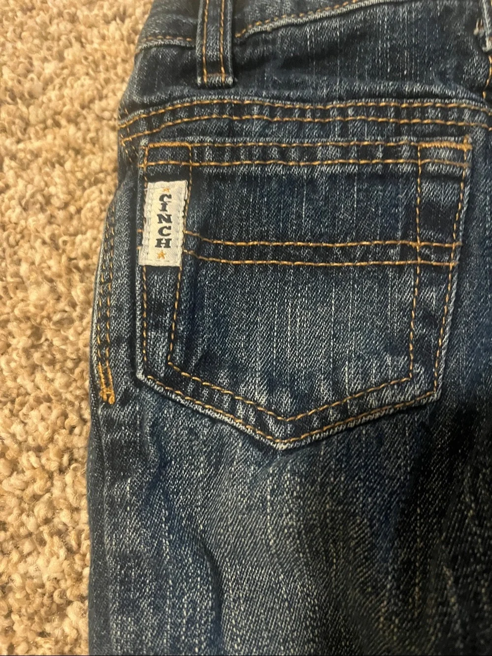 CINCH BOYS  Dark Blue Denim Jeans with Gold Stitching Size Boys 4S